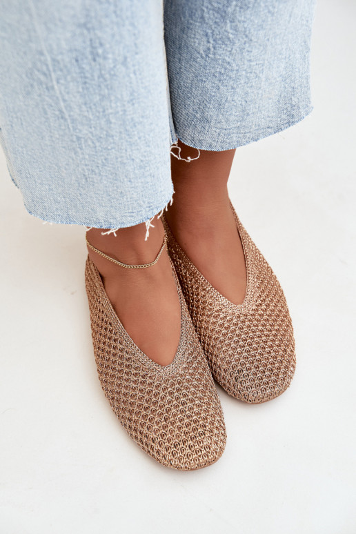 Ballerines avec motifs et résille couleur champagne Calmore