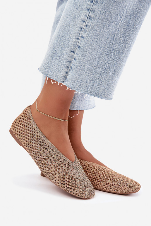 Ballerines avec motifs et résille couleur champagne Calmore
