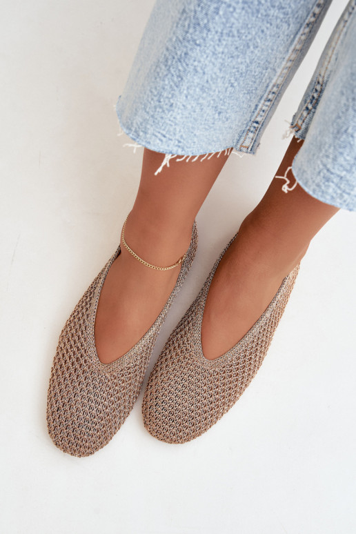 Ballerines avec motifs et résille couleur champagne Calmore