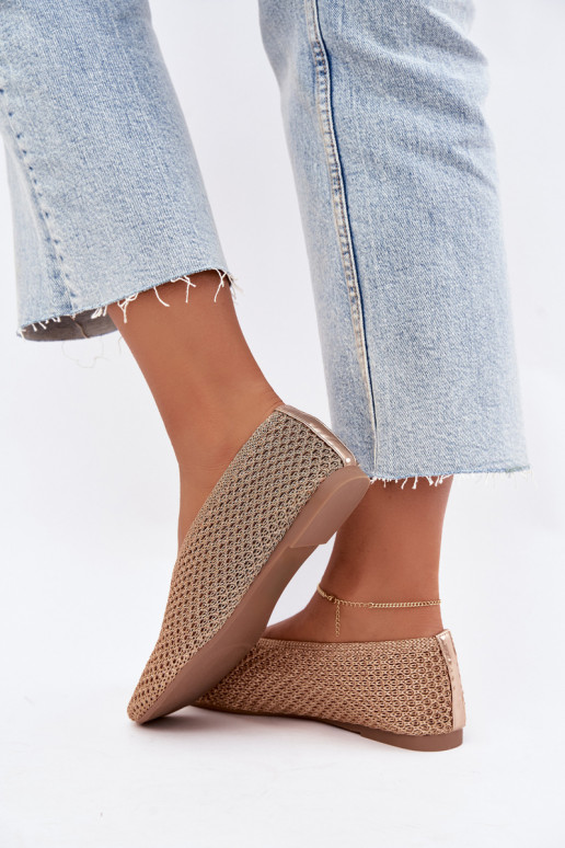 Ballerines avec motifs et résille couleur champagne Calmore
