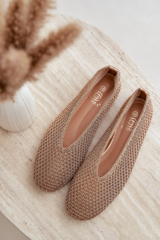 Ballerines avec motifs et résille couleur champagne Calmore