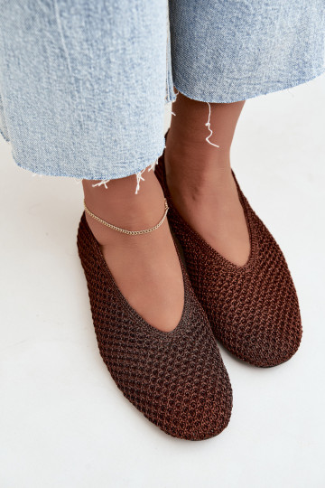 Ballerines avec motifs et résille couleur marron Calmore