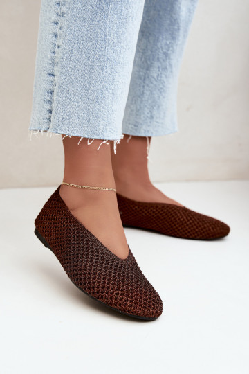 Ballerines avec motifs et résille couleur marron Calmore 2