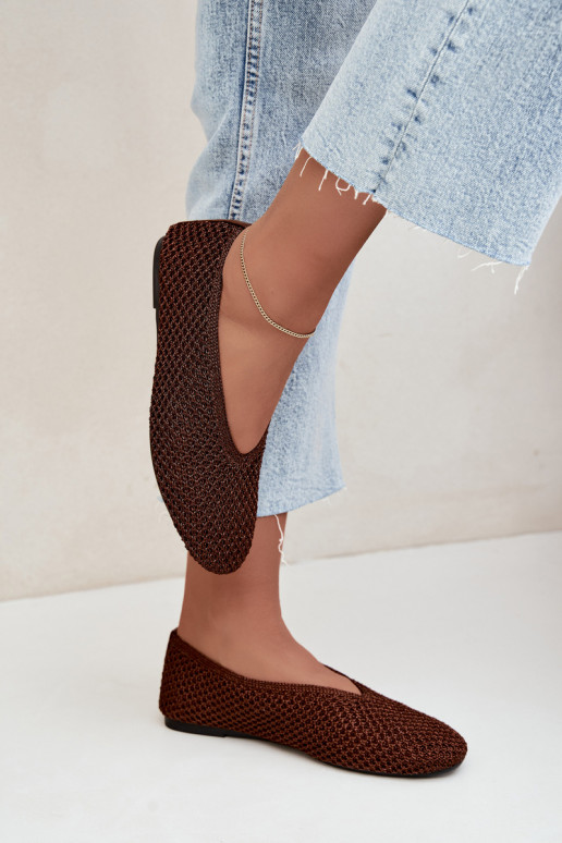 Ballerines avec motifs et résille couleur marron Calmore