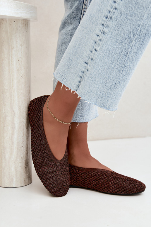 Ballerines avec motifs et résille couleur marron Calmore