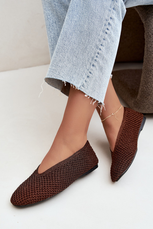 Ballerines avec motifs et résille couleur marron Calmore