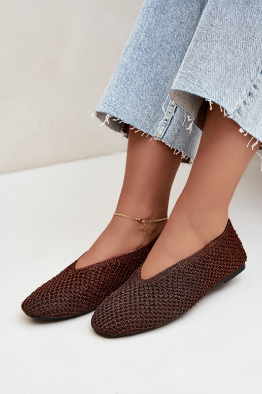 Ballerines avec motifs et résille couleur marron Calmore
