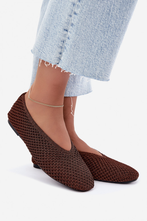 Ballerines avec motifs et résille couleur marron Calmore