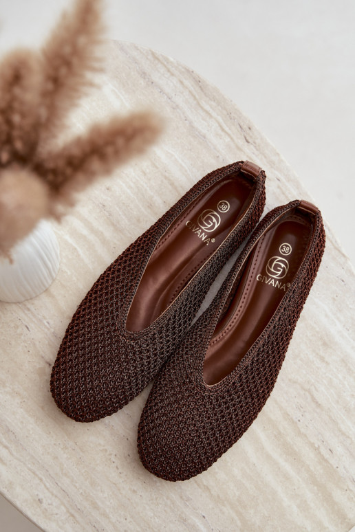 Ballerines avec motifs et résille couleur marron Calmore