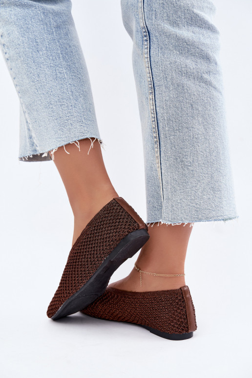 Ballerines avec motifs et résille couleur marron Calmore
