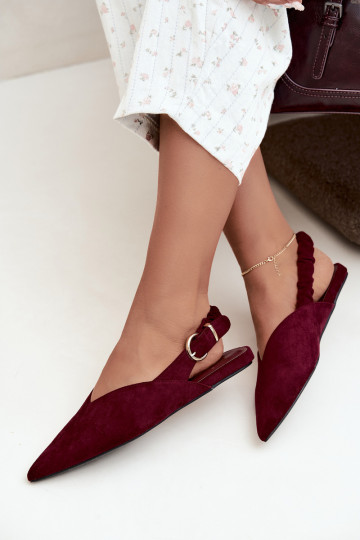 Ballerines avec talons ouverts, rubans décoratifs et boucles couleur bordeaux Harton
