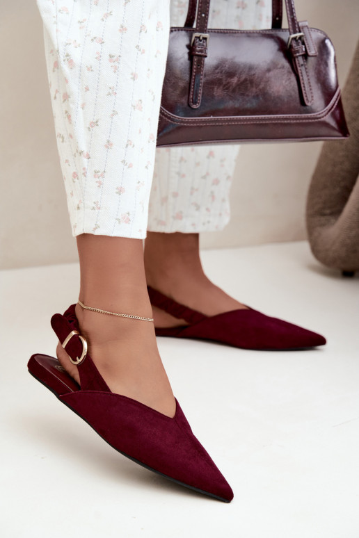 Ballerines avec talons ouverts, rubans décoratifs et boucles couleur bordeaux Harton