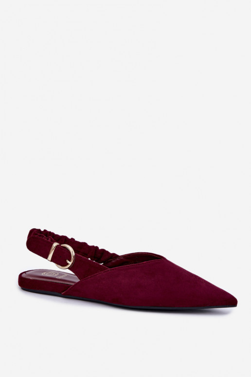 Ballerines avec talons ouverts, rubans décoratifs et boucles couleur bordeaux Harton
