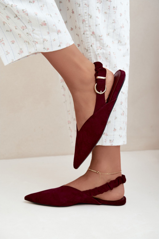 Ballerines avec talons ouverts, rubans décoratifs et boucles couleur bordeaux Harton