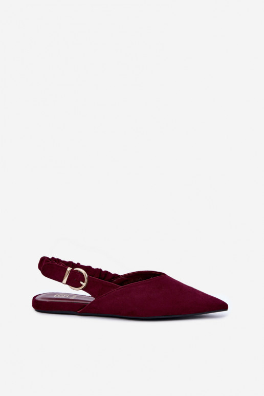 Ballerines avec talons ouverts, rubans décoratifs et boucles couleur bordeaux Harton