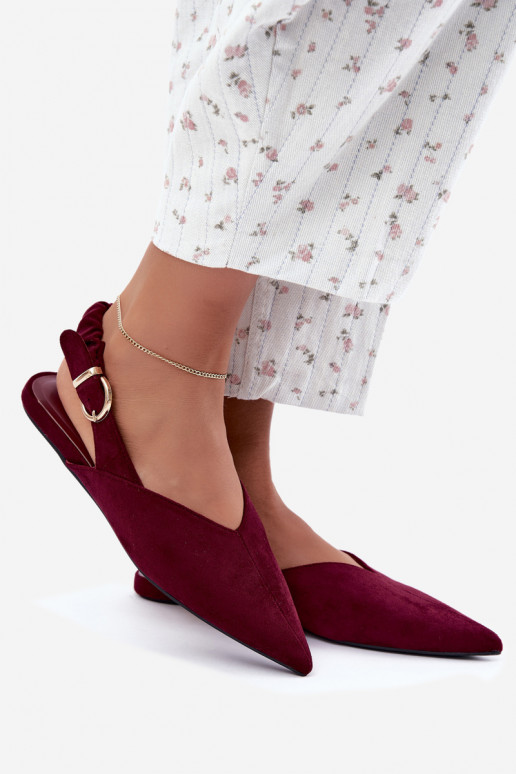 Ballerines avec talons ouverts, rubans décoratifs et boucles couleur bordeaux Harton