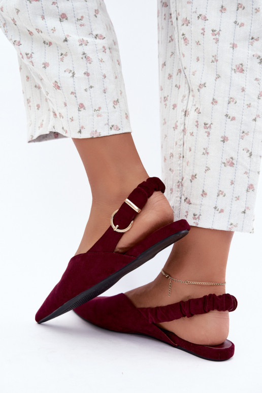 Ballerines avec talons ouverts, rubans décoratifs et boucles couleur bordeaux Harton