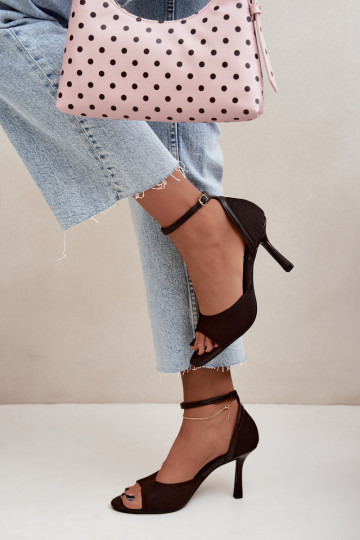 Sandales pour femmes avec des talons fins couleur chocolat Galya