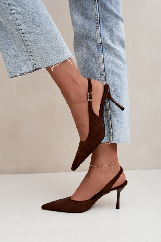 Sandales en daim synthétique Czekolado Cassy à talons fins