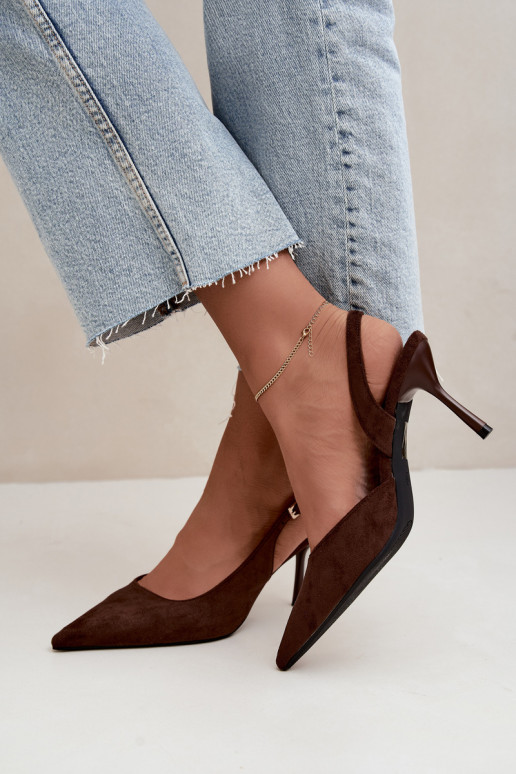 Sandales en daim synthétique Czekolado Cassy à talons fins