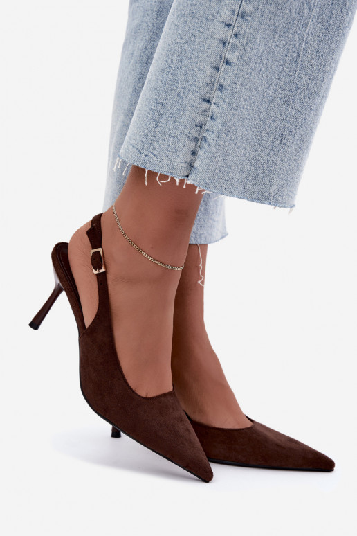 Sandales en daim synthétique Czekolado Cassy à talons fins
