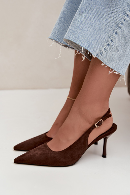 Sandales en daim synthétique Czekolado Cassy à talons fins