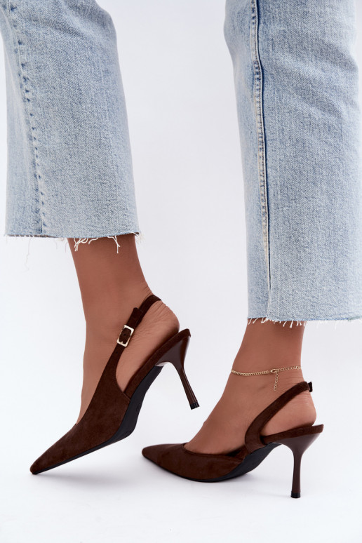 Sandales en daim synthétique Czekolado Cassy à talons fins