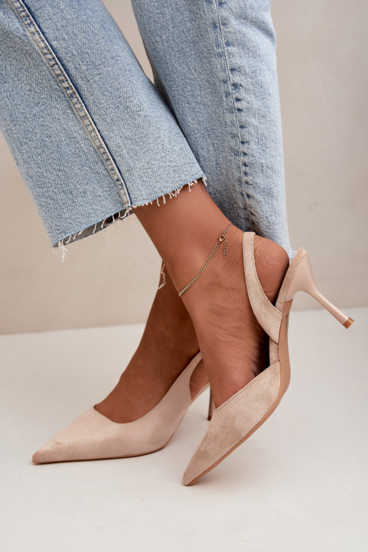 Sandales en daim synthétique Czekolado Cassy à talons fins couleur sable