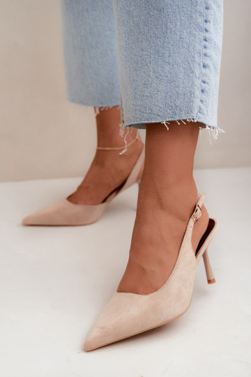 Sandales en daim synthétique Czekolado Cassy à talons fins couleur sable 2