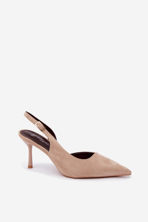 Sandales en daim synthétique Czekolado Cassy à talons fins couleur sable