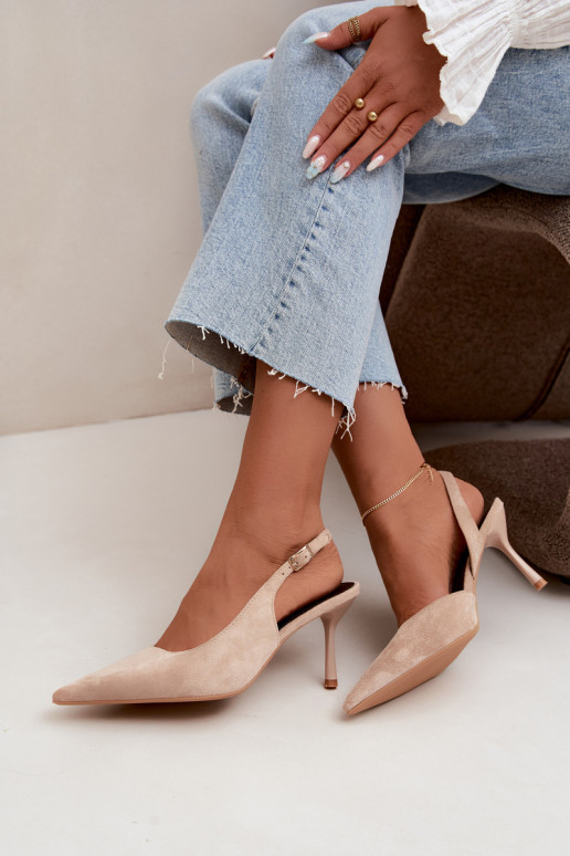 Sandales en daim synthétique Czekolado Cassy à talons fins couleur sable