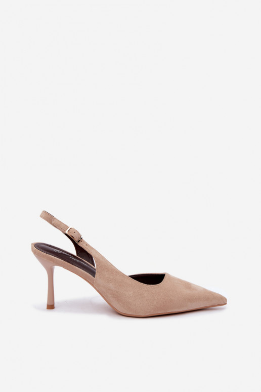 Sandales en daim synthétique Czekolado Cassy à talons fins couleur sable