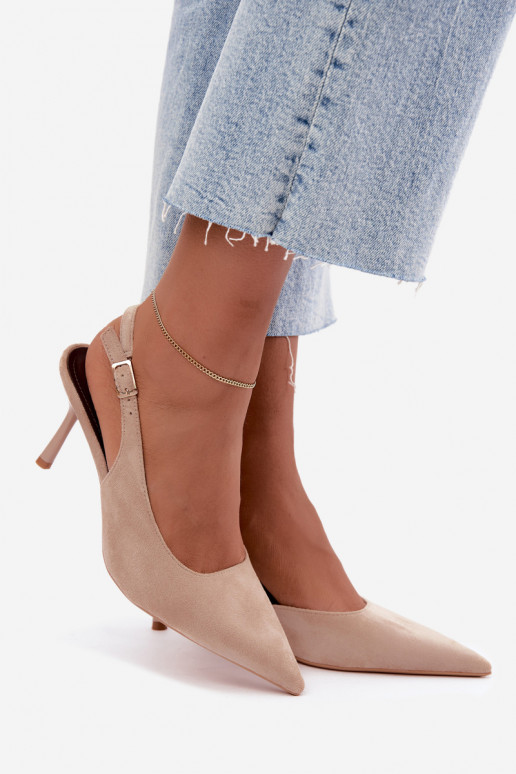Sandales en daim synthétique Czekolado Cassy à talons fins couleur sable