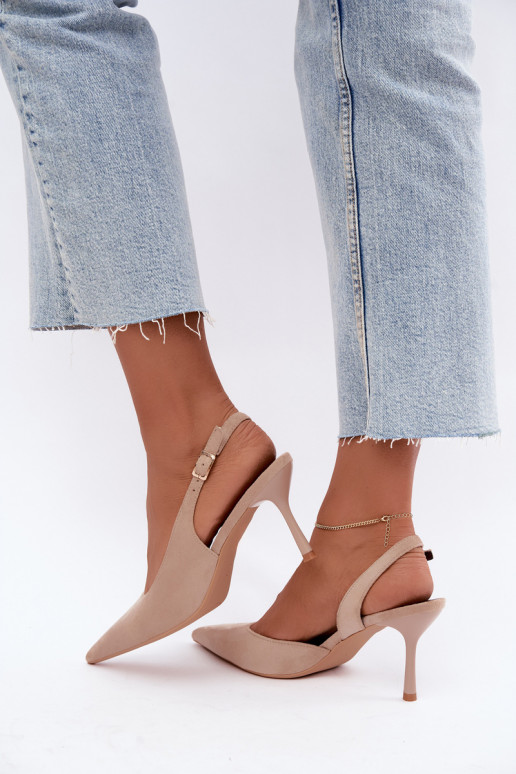Sandales en daim synthétique Czekolado Cassy à talons fins couleur sable