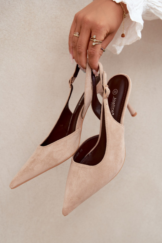 Sandales en daim synthétique Czekolado Cassy à talons fins couleur sable