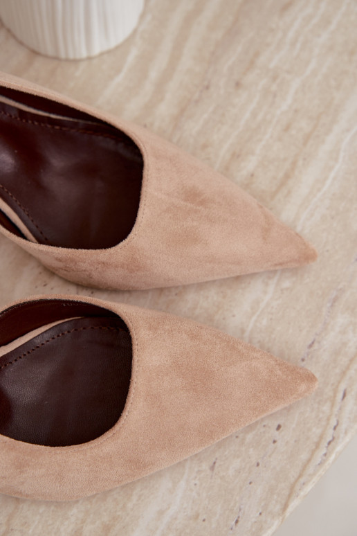 Sandales en daim synthétique Czekolado Cassy à talons fins couleur sable
