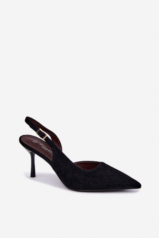 Sandales en daim synthétique Czekolado Cassy à talons fins noirs
