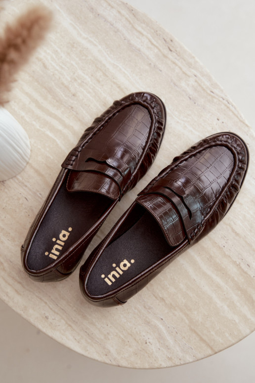 mocassins pour femmes avec volants et embossage en chocolat Dalmy