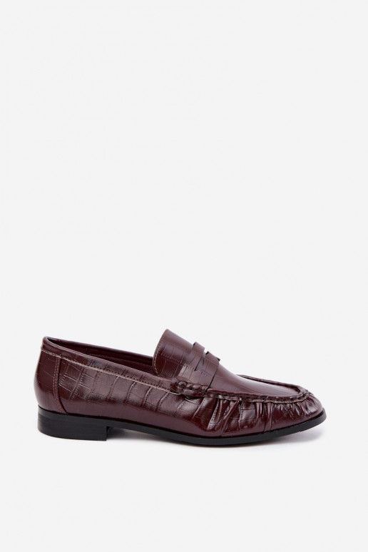 mocassins pour femmes avec volants et embossage en bordeaux Dalmy
