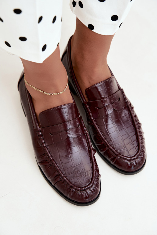 mocassins pour femmes avec volants et embossage en bordeaux Dalmy