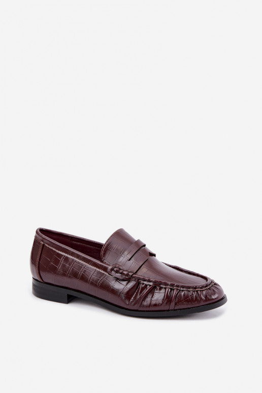 mocassins pour femmes avec volants et embossage en bordeaux Dalmy