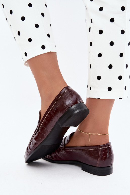 mocassins pour femmes avec volants et embossage en bordeaux Dalmy