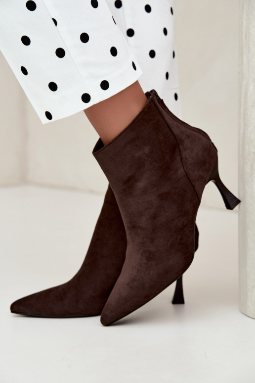 bottines isolées pour femmes avec talons en chocolat Elsya