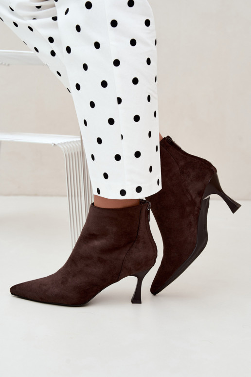 bottines isolées pour femmes avec talons en chocolat Elsya