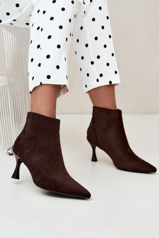 bottines isolées pour femmes avec talons en chocolat Elsya