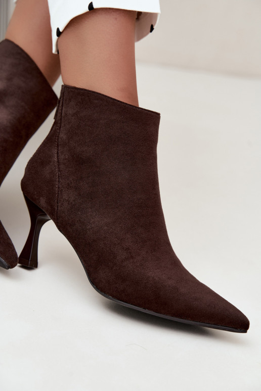 bottines isolées pour femmes avec talons en chocolat Elsya