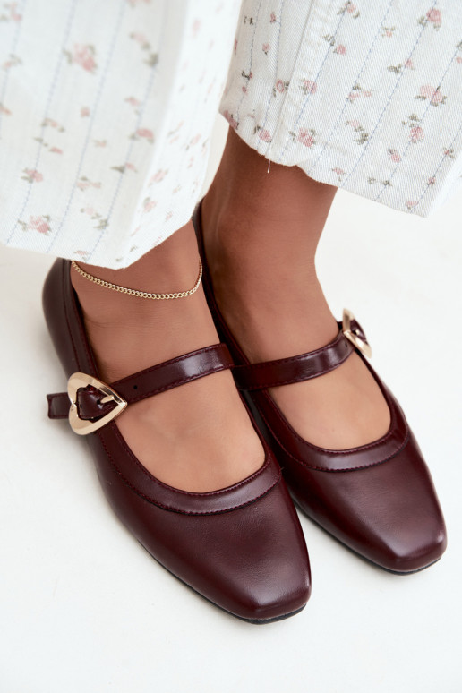 ballerines avec boucles et cœurs en bordeaux Relsa