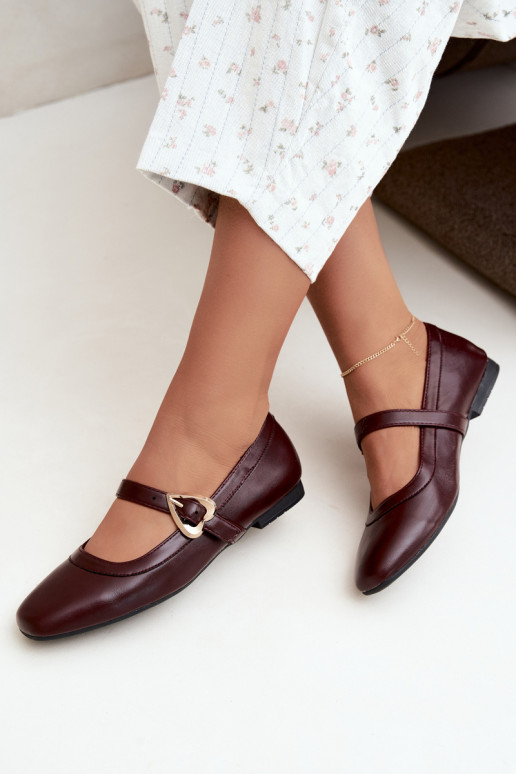 ballerines avec boucles et cœurs en bordeaux Relsa