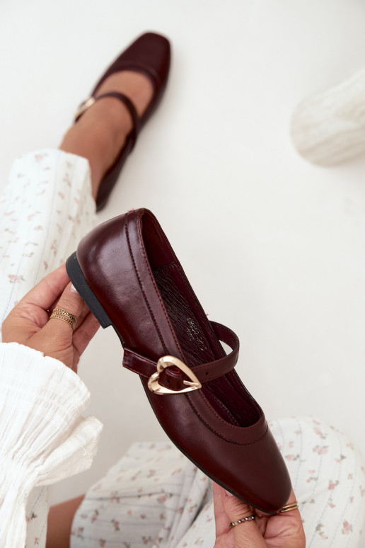 ballerines avec boucles et cœurs en bordeaux Relsa