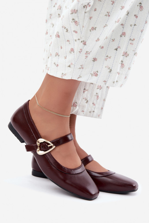 ballerines avec boucles et cœurs en bordeaux Relsa